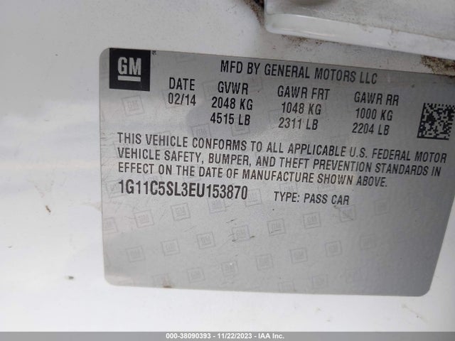 Chevrolet MALIBU 1LT 2014 1G11C5SL3EU153870 Image 9