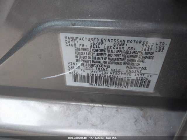 3N1AB8BV0NY307495 Nissan Sentra S Xtronic Cvt