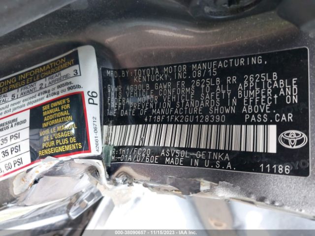 4T1BF1FK2GU128390 Toyota CAMRY LE