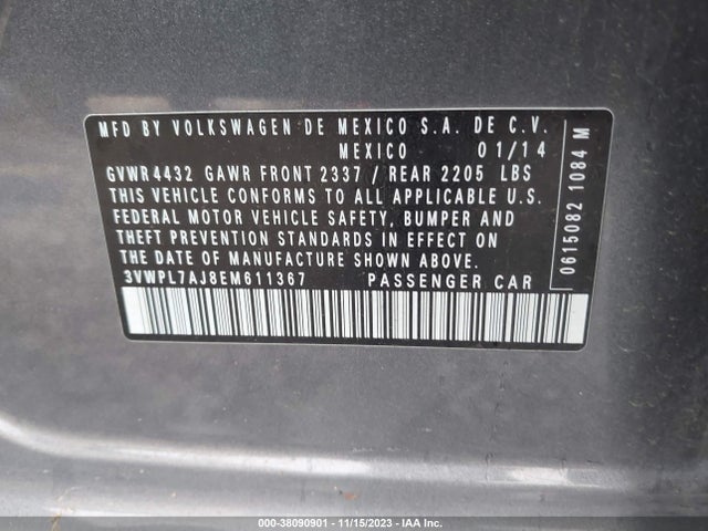 2014 VOLKSWAGEN JETTA SPORTWAGEN 2.0L TDI VIN: 3VWPL7AJ8EM611367
