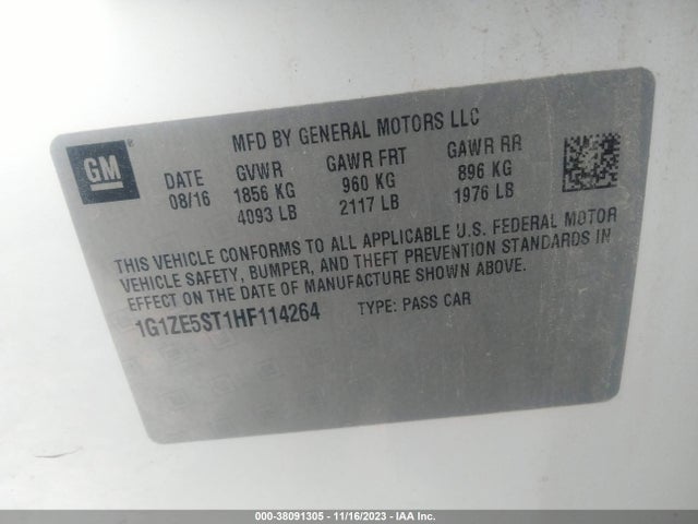 Продажа на аукционе авто 2017 Chevrolet Malibu 1lt, vin: 1G1ZE5ST1HF114264, номер лота: 38091305
