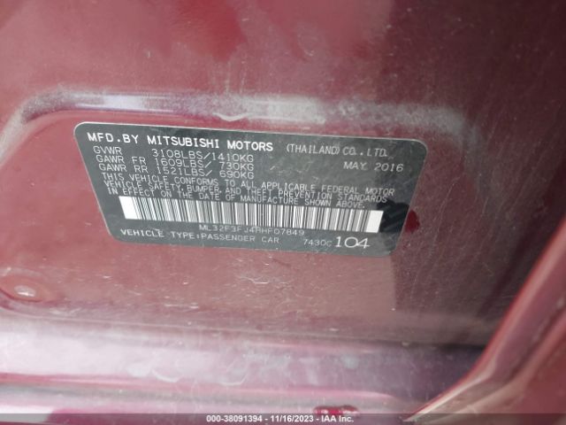 2017 MITSUBISHI MIRAGE G4 ML32F3FJ4HHF07849 Photo 8