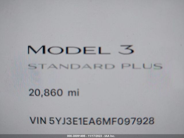 5YJ3E1EA6MF097928 Tesla Model 3 Standard Range Plus Rear-wheel Drive
