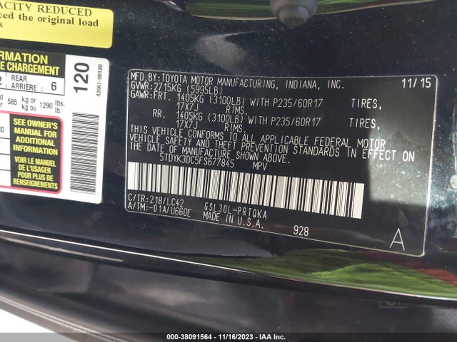 Toyota 2gr-fks 2015 5TDYK3DC5FS677845 Image 25