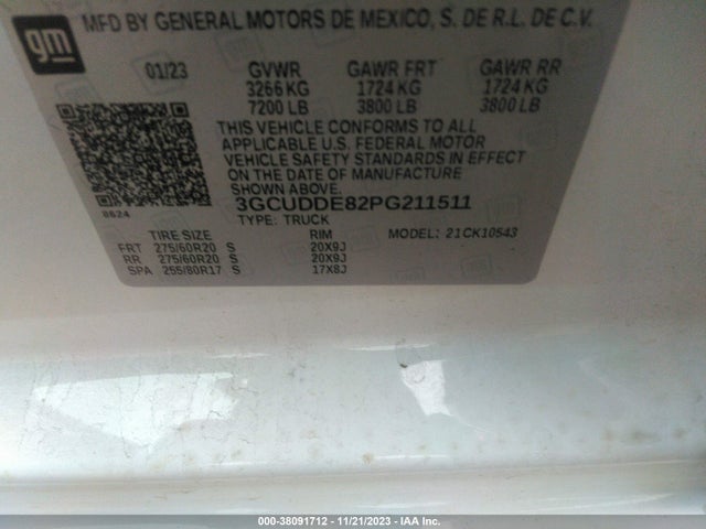 2023 CHEVROLET SILVERADO 1500 4WD STANDARD BED LT VIN: 3GCUDDE82PG211511