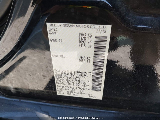 Nissan Altima 2.5 Sv 2019 1N4BL4DV7KC150014 Image 9