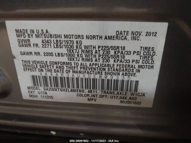 2013 MITSUBISHI OUTLANDER SPORT 4A4AR3AUXDE009335 Photo 8