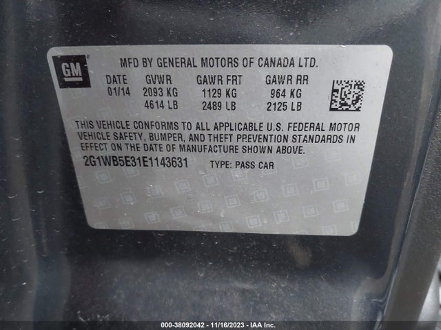 Chevrolet Impala Limited Lt 2014 2G1WB5E31E1143631 Image 9