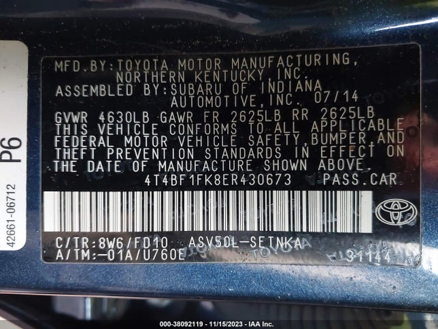 Toyota CAMRY LE 2014 4T4BF1FK8ER430673 Image 9