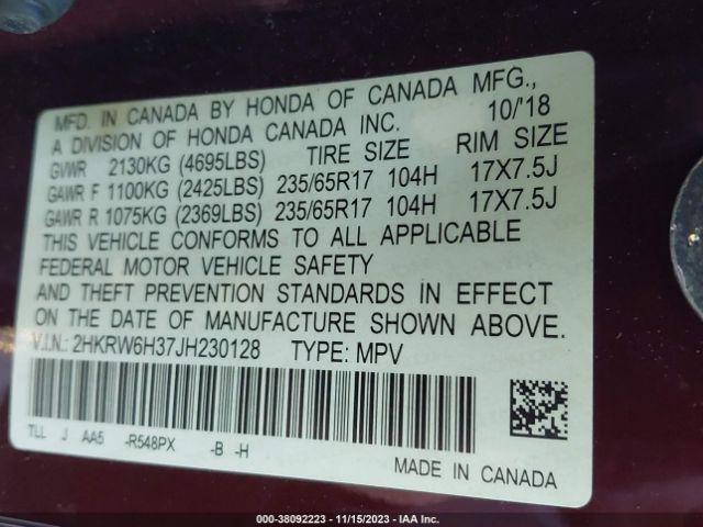 2HKRW6H37JH230128 Honda CR-V LX