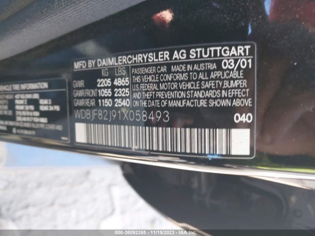 2001 MERCEDES-BENZ E-CLASS WDBJF82J91X058493 Photo 8