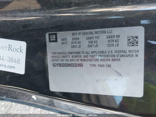 Chevrolet Camaro 1lt 2017 1G1FB3DS9H0202499 Image 9