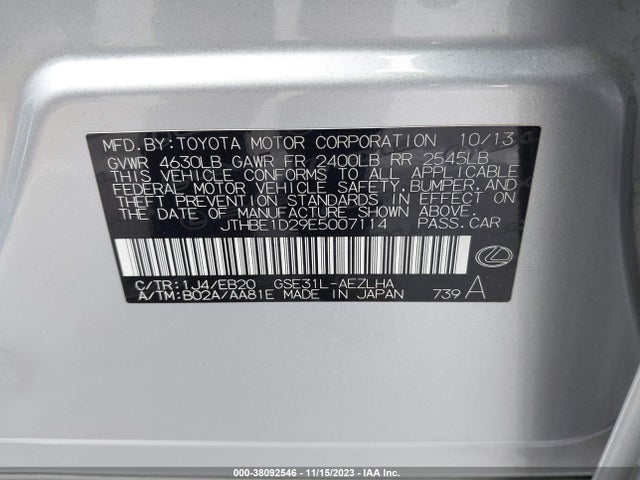 JTHBE1D29E5007114 Lexus IS 350