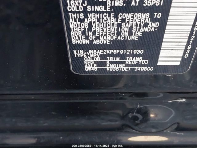JN8AE2KP6F9121930 Nissan Quest Sv