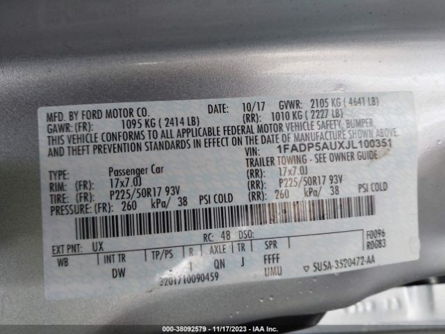 1FADP5AUXJL100351 Ford C-max Hybrid Se