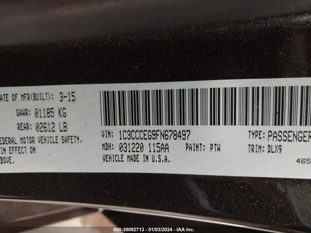 1C3CCCEG9FN678497 Chrysler 200 C