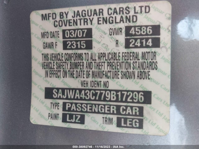 2007 JAGUAR XKR SAJWA43C779B17296 Photo 8