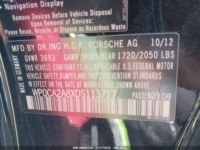 2013 PORSCHE BOXSTER WP0CA2A8XDS113717 Photo 8