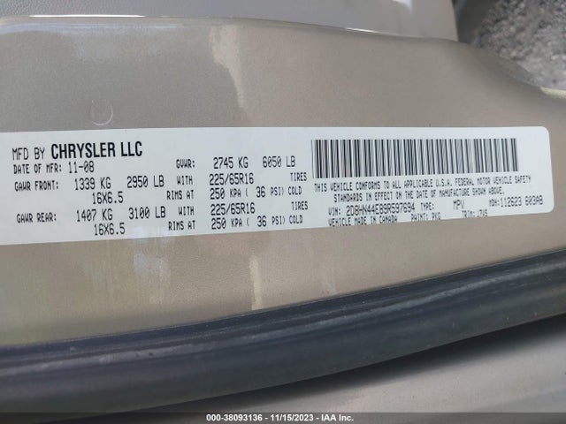 2009 DODGE GRAND CARAVAN SE VIN: 2D8HN44E89R597694