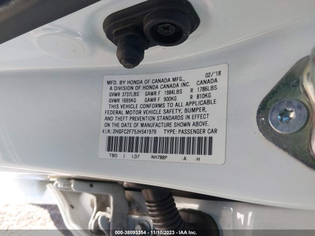 Honda CIVIC EX 2018 2HGFC2F75JH541979 Image 9