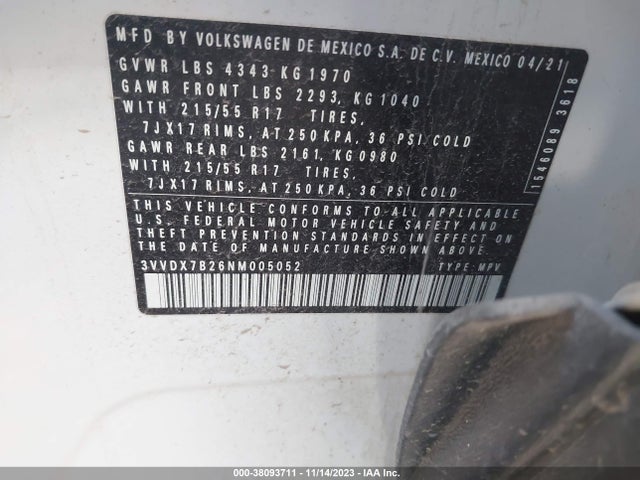 3VVDX7B26NM005052 Volkswagen TAOS S