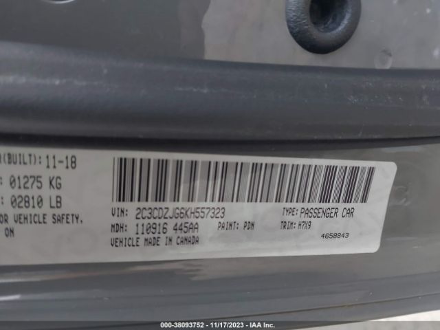 2C3CDZJG6KH557323 Dodge Challenger Gt