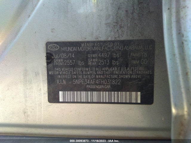 2015 HYUNDAI SONATA SPORT VIN: 5NPE34AF4FH031822