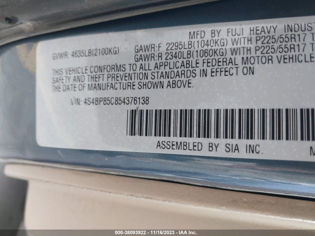 2005 SUBARU LEGACY WAGON (NATL) 4S4BP85C854376138 Photo 8