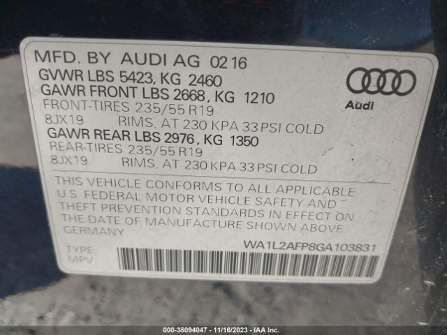 WA1L2AFP8GA103831 Audi Q5 2.0t Premium