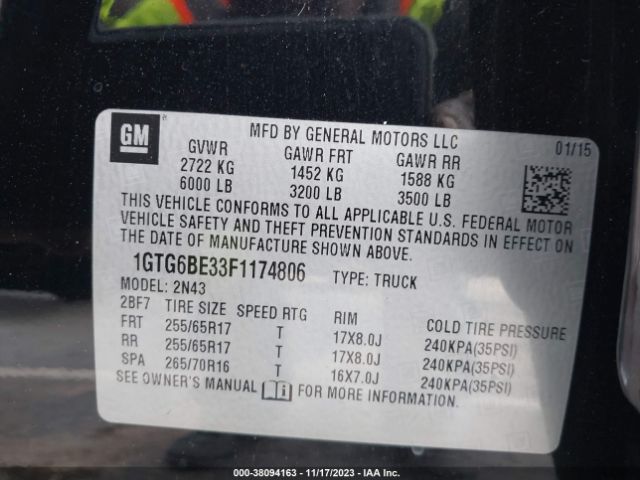1GTG6BE33F1174806 GMC CANYON SLE