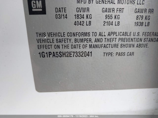 Chevrolet Cruze Ls Auto 2014 1G1PA5SH2E7332041 Image 9