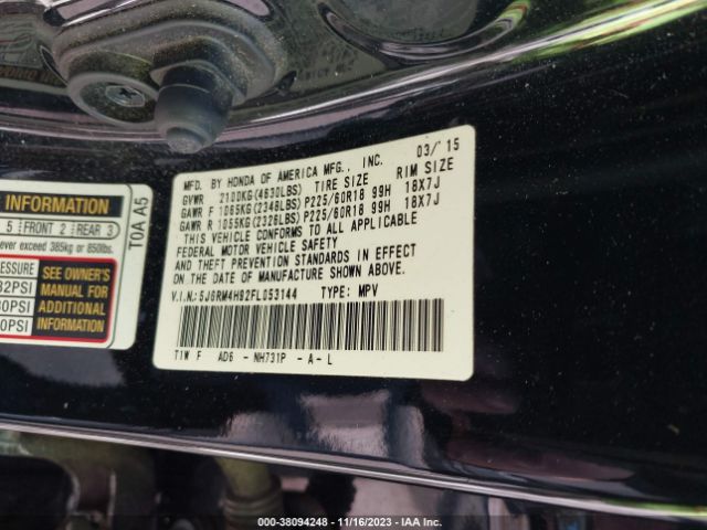 5J6RM4H92FL053144 Honda Cr-v Touring
