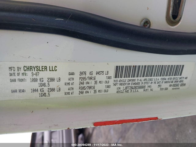 2008 JEEP PATRIOT SPORT VIN: 1J8FF28W38D588809