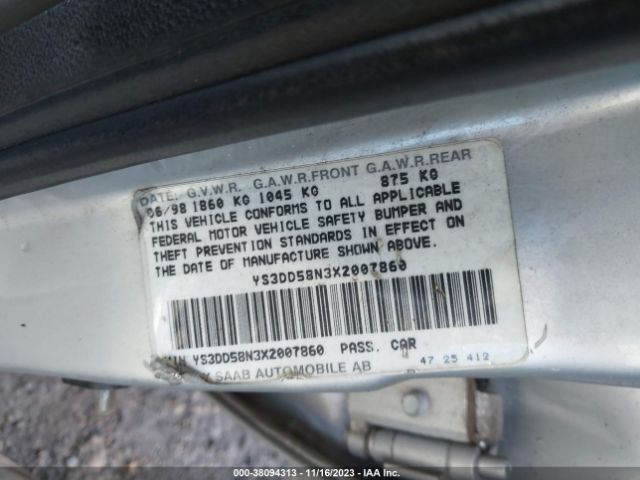 1999 SAAB 9-3 YS3DD58N3X2007860 Photo 8