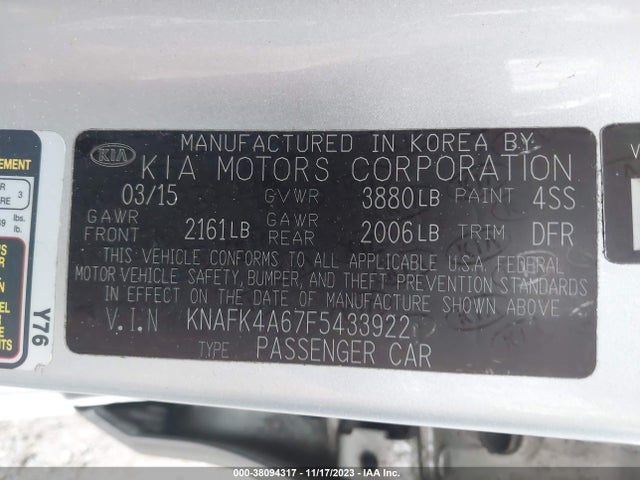 KIA FORTE LX 2015 KNAFK4A67F5433922 Image 9