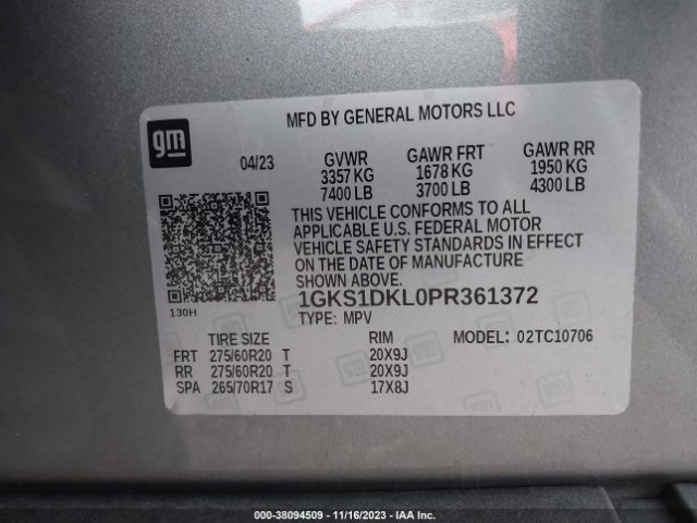 1GKS1DKL0PR361372 GMC Yukon 2wd Denali