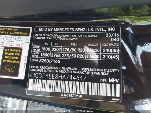 4JGDF6EE8HA744647 Mercedes-Benz Gls 450