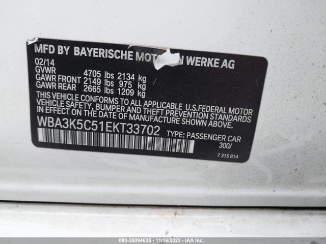 BMW 328d Xdrive 2014 WBA3K5C51EKT33702 Image 9
