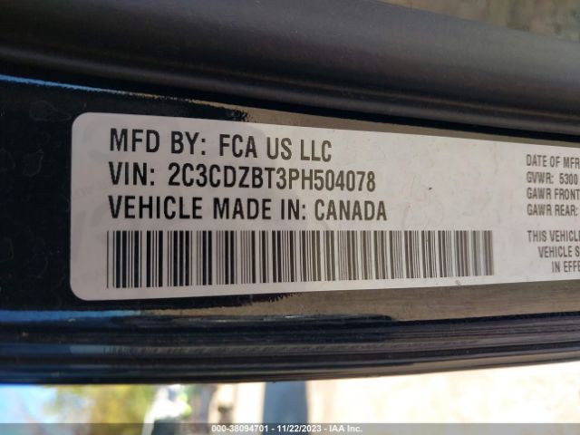 2C3CDZBT3PH504078 Dodge Challenger R/t