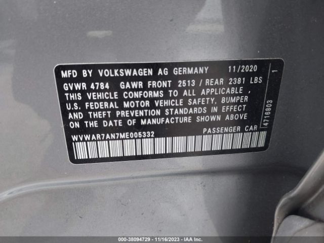 2021 VOLKSWAGEN ARTEON WVWAR7AN7ME005332 Photo 8