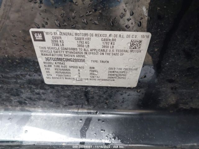 3GTU2MEC0HG200356 GMC Sierra 1500 Sle