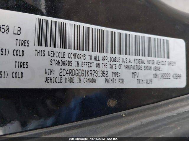 Dodge Grand Caravan Gt 2019 2C4RDGEG1KR791352 Image 9