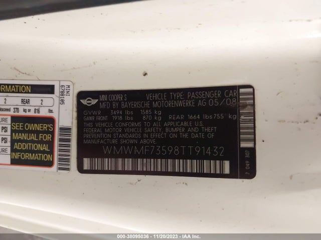 2008 MINI COOPER S WMWMF73598TT91432 Photo 8