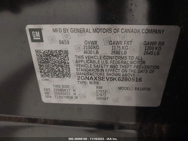 Chevrolet EQUINOX LS 2019 2GNAXSEV5K6280516 Image 9