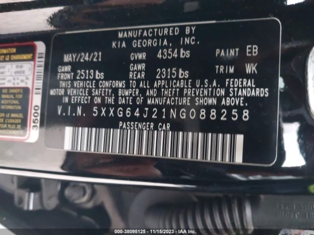 5XXG64J21NG088258 KIA K5 Gt-line