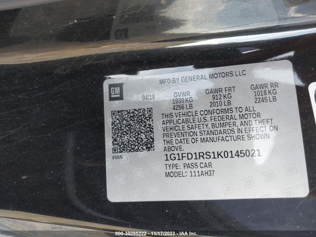 Chevrolet Camaro 3lt 2019 1G1FD1RS1K0145021 Image 9