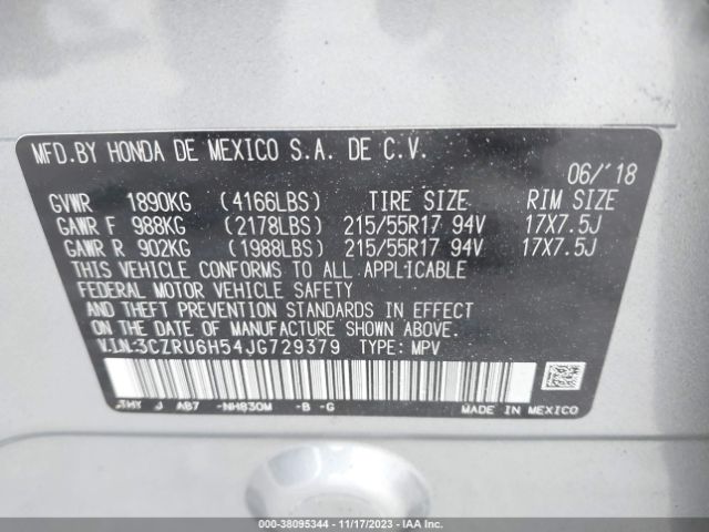 3CZRU6H54JG729379 Honda HR-V EX
