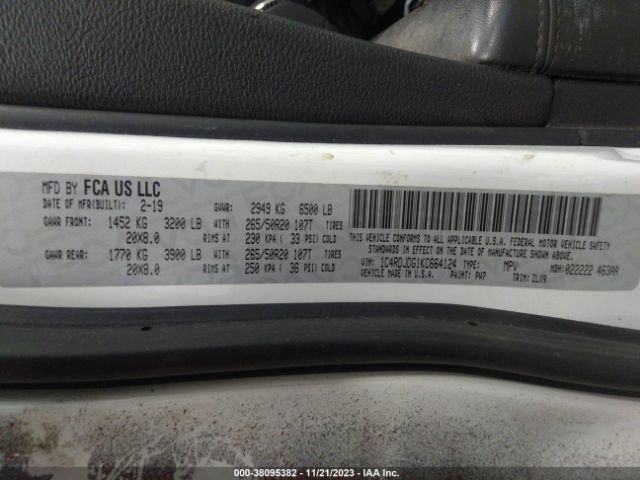1C4RDJDG1KC664124 Dodge Durango Gt Plus Awd