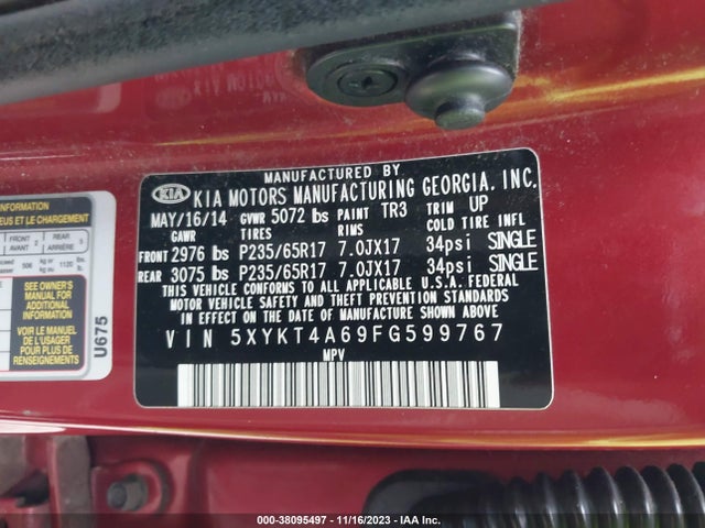 KIA SORENTO LX 2015 5XYKT4A69FG599767 Image 9