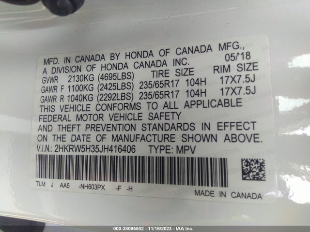 Honda CR-V LX 2018 2HKRW5H35JH416406 Image 9
